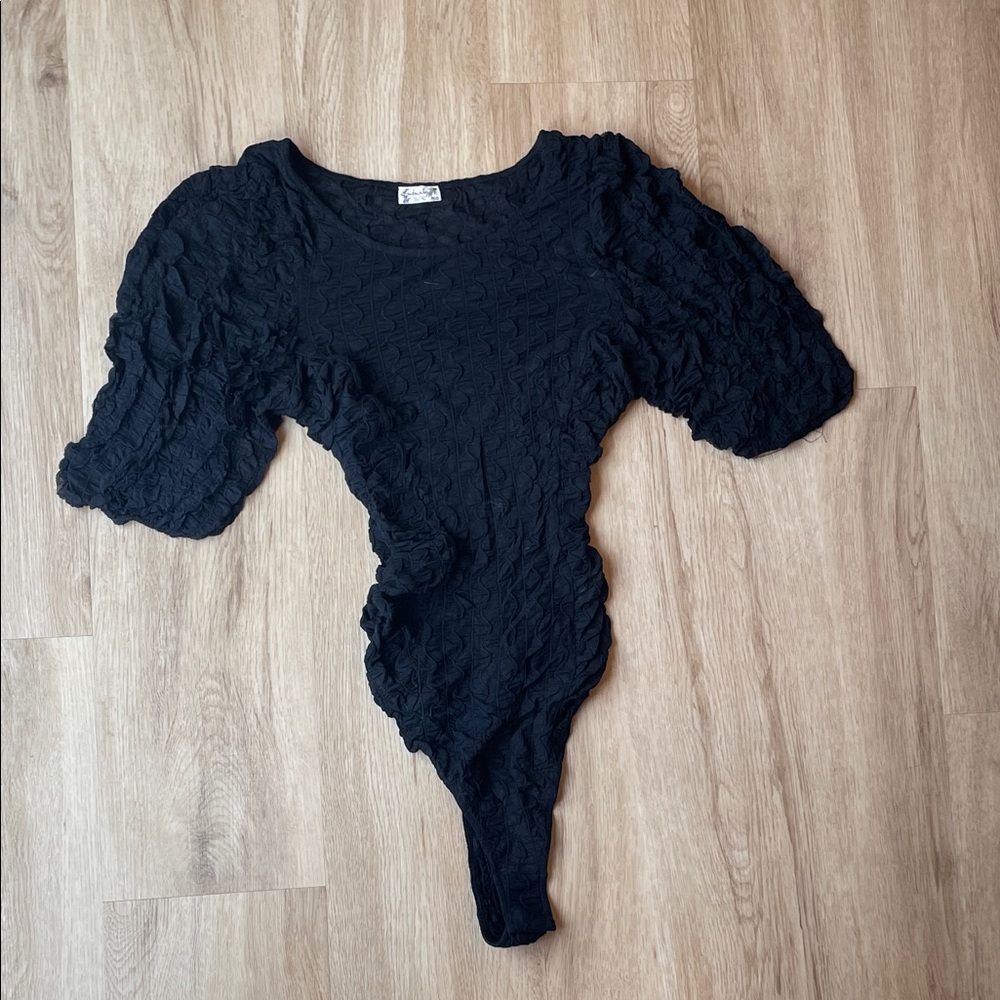 Intimately by Free People Black Textured Women's Bodysuit